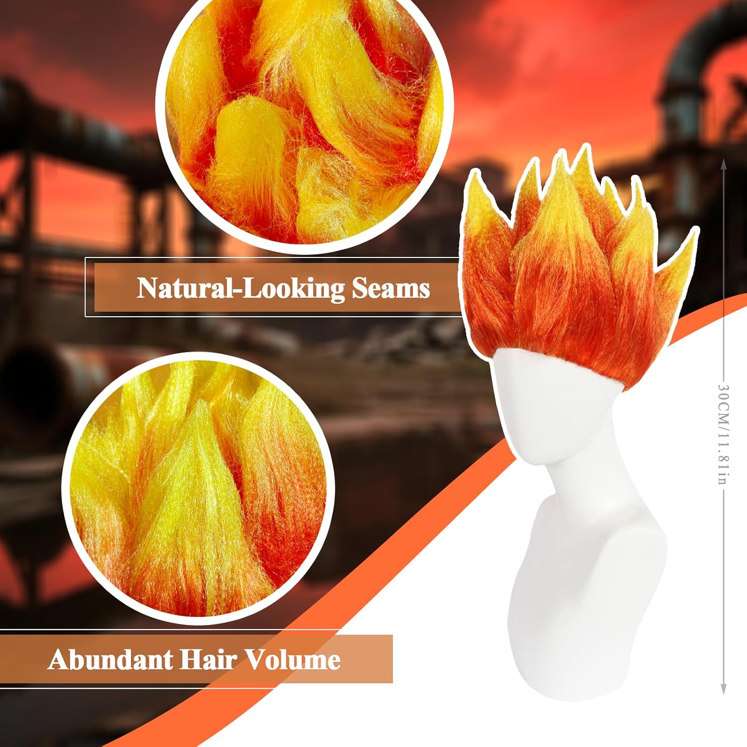 Flame Costume Wig Stylish Flam - Cosplay Flame Prop 评论和价格